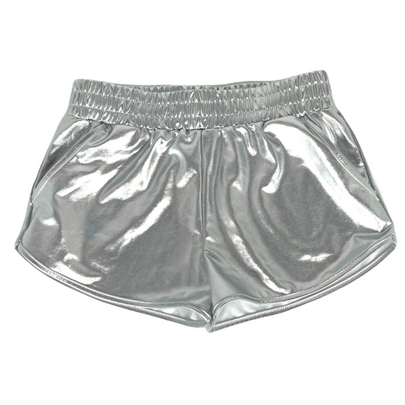 Pumpkino Metallic Disco Shorts Metallic Silver Size Medium - Picture 2 of 7